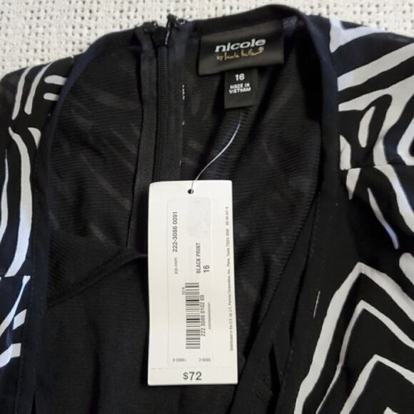 Nicole‎ Miller Sheer Lined V-neck Cold Shoulder Black Frost Event Sz 16 Dress - Picture 7 of 10